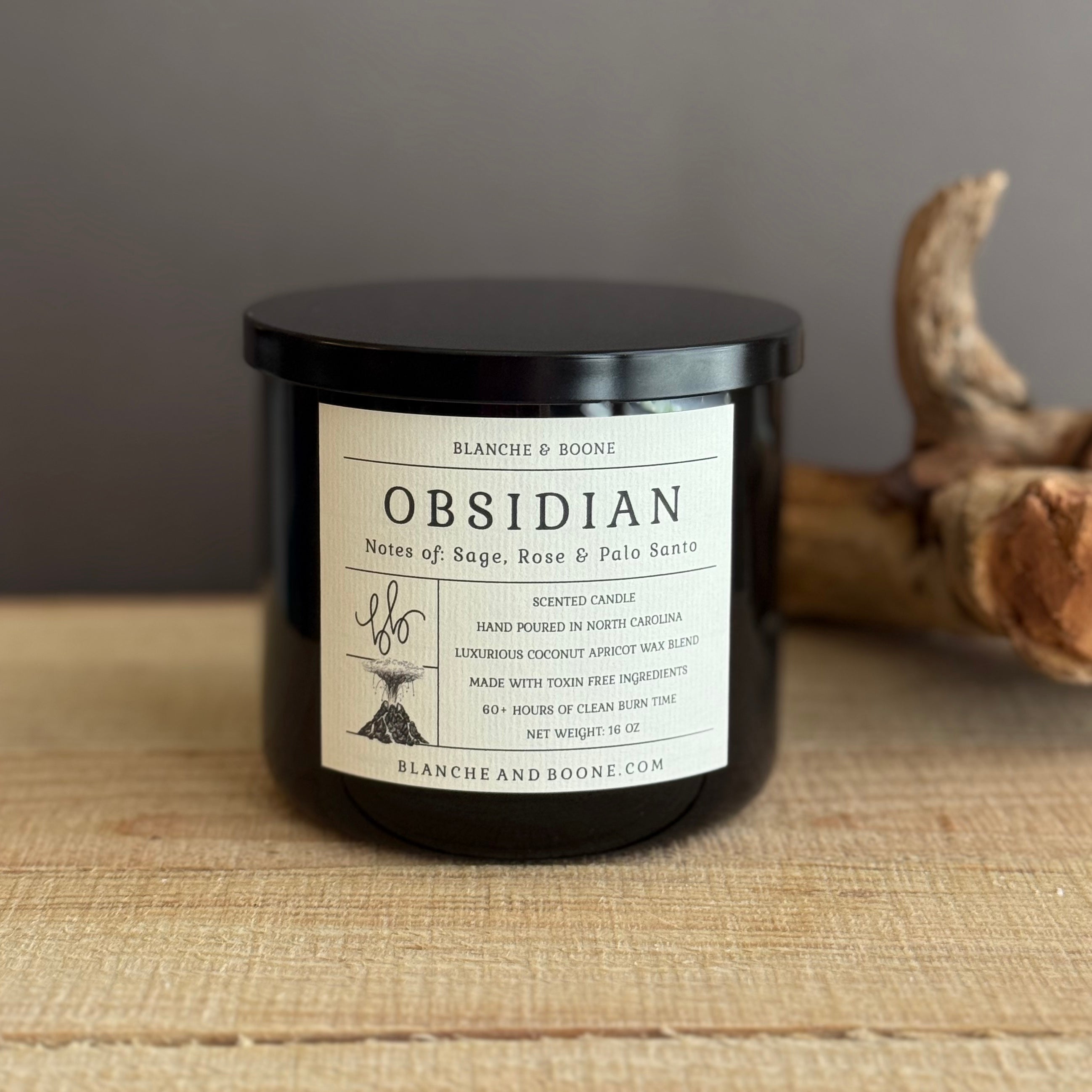 Obsidian フラワーカービングスカル オブシディアン Obsidian Candle - Blanche & Boone